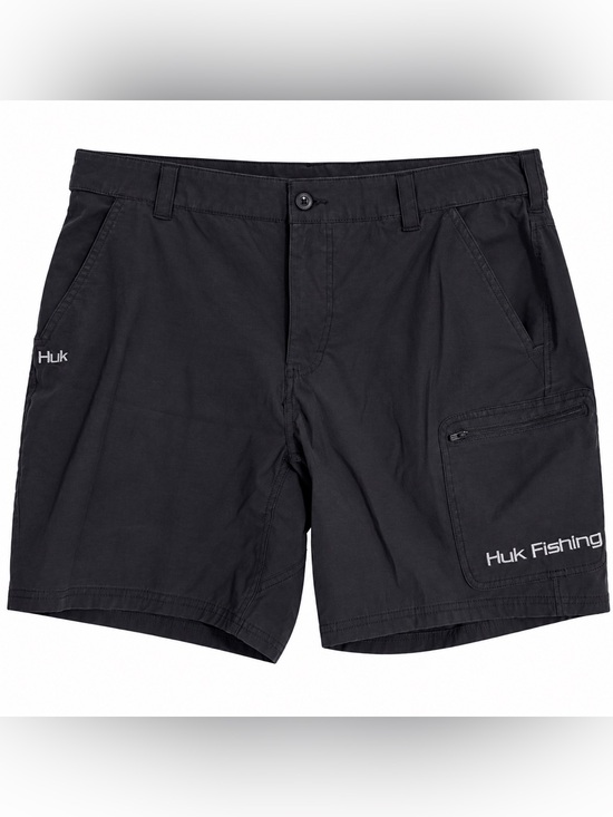 Huk Other - Huk Black Men's Cargo Shorts with Zip Pocket